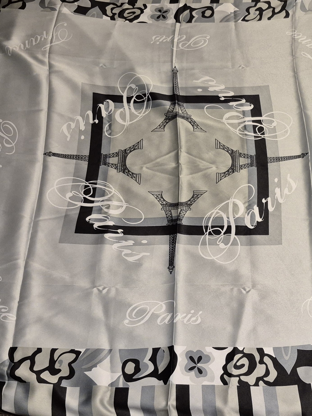 Paris Eiffel Tower Scarf - Gray, Black & White
